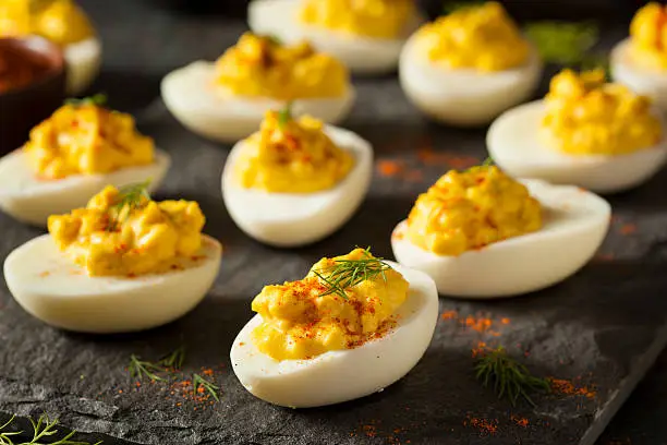 Homemade Spicy Deviled Eggs with Paprika and Dill