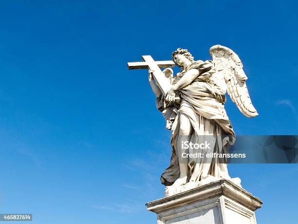 Angel With Cross Santangelo Bridge Rome Stock Photo - Download Image Now - 2015, Angel, Art