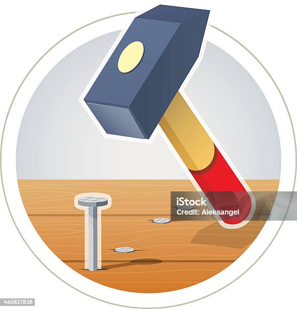 Hammer And Nail Stock Illustration - Download Image Now - 2015, Cut Out, Equipment