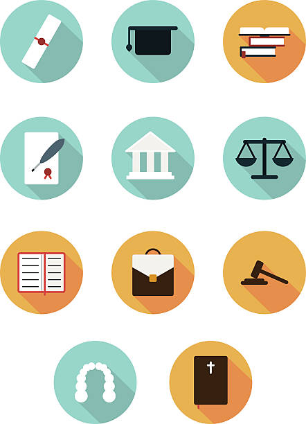 court icons flat style This is set of court icons in flat style us constitution stock illustrations