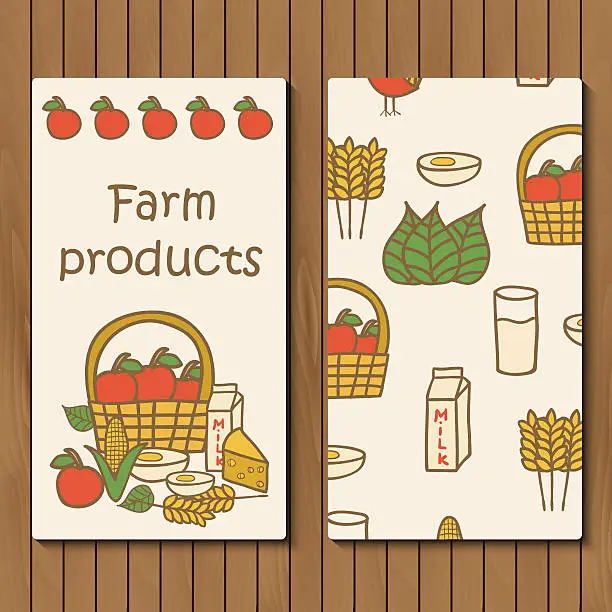 Vector illustration of Template for hand drawn booklets on farm products theme