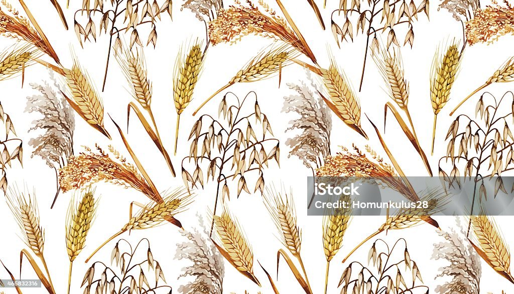 Cereales Pattern Watercolor Cereals Pattern Stock Illustration - Download Image Now ...
