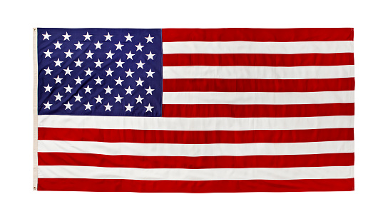 American flag on white.