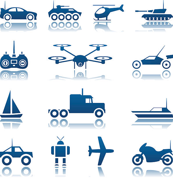 Remote controlled toys icon set vector art illustration