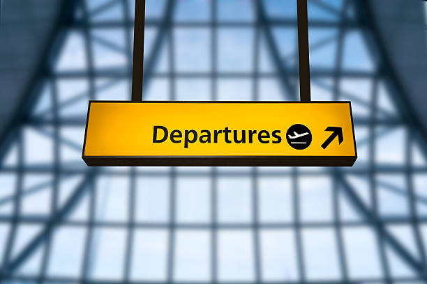 istock Check in, Airport Departure & Arrival information board sign 465835404
