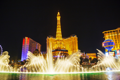 In July 2019, the Paris Hotel in Las Vegas was showing a replica of the Eiffel Tower.