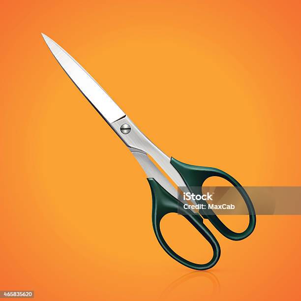 Scissors For Patchwork On Orange Background Stock Illustration - Download Image Now - 2015, Art And Craft, At The Edge Of
