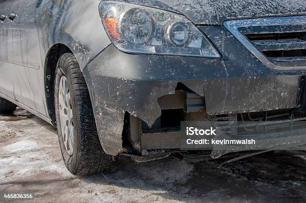 Winter Damage To Car Bumper Stock Photo - Download Image Now - 2015, Bumper, Car