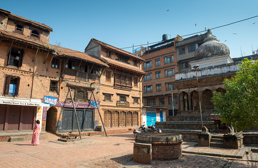 Patan, Nepal - May 10, 2014: Small court near Patan Durbar Square. It has been listed by UNESCO as a World Heritage Site