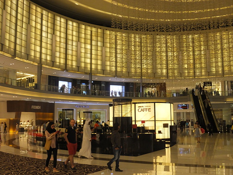 Dubai, UAE - February 16, 2014: The 440,000 sq ft Fashion Avenue is the largest collection of brands under one roof, at Dubai Mall in Dubai, UAE. Dubai mall is the worlds largest shopping mall.