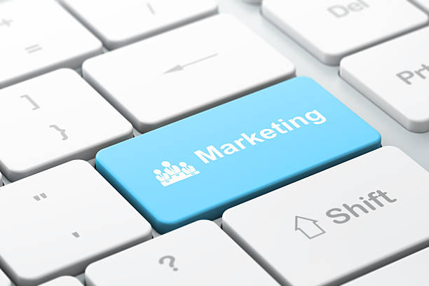 istock Advertising concept: Business Team and Marketing on computer keyboard background 465837891