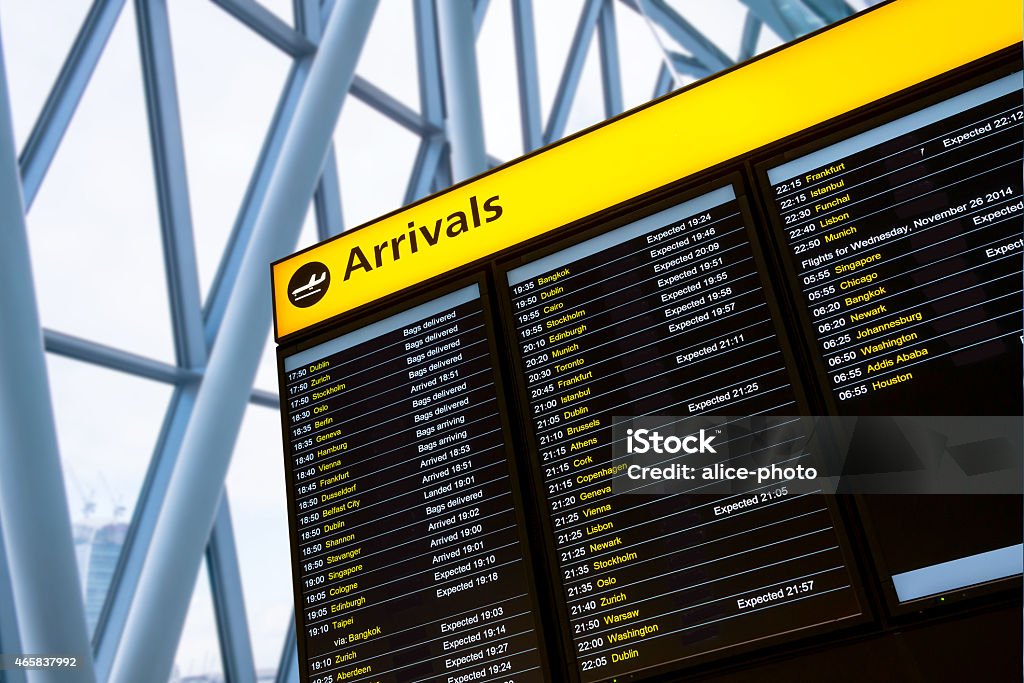 Check-in, Ankunft, Abreis'am Flughafen & Informationstafel - - Lizenzfrei Ankunfts- und Abfahrtstafel Stock-Foto