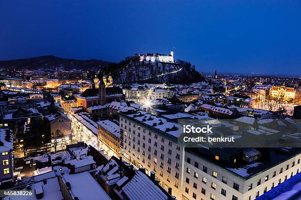 Panorama Of Ljubljana Stock Photo - Download Image Now - 2015, Architecture, Blue