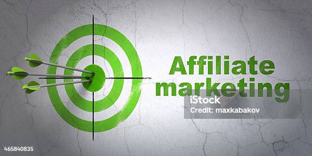 Finance Concept Target And Affiliate Marketing On Wall Background Stock Photo - Download Image Now