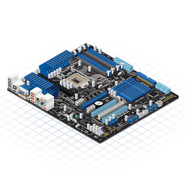 illustrations, cliparts, dessins animés et icônes de illustration vectorielle isométrique motherboard - carte mère