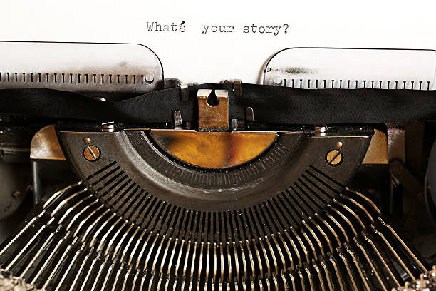 what's your story? - typewriter storytelling fairy tale book стоковые фото и изображения