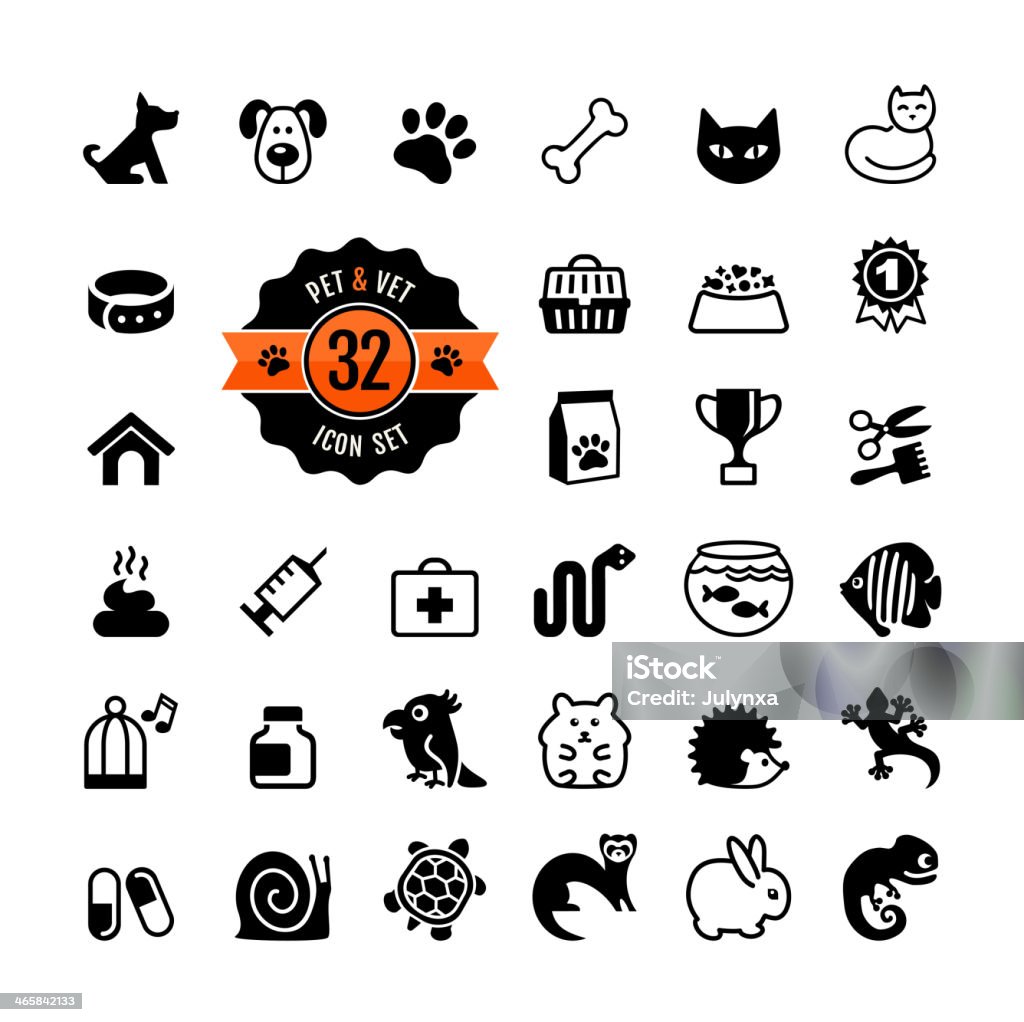 Web icon set - pet, vet, pet shop, types of pets Icon Set, Pets items on white background Animal stock vector