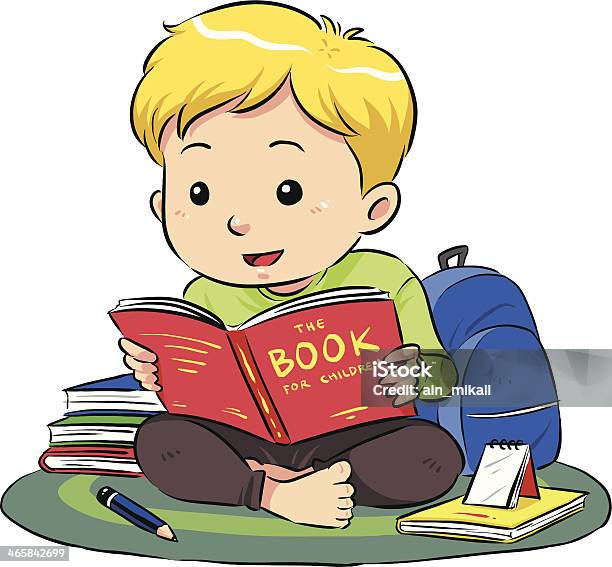 Reading A Book Stock Illustration - Download Image Now - Reading, Boys, Book