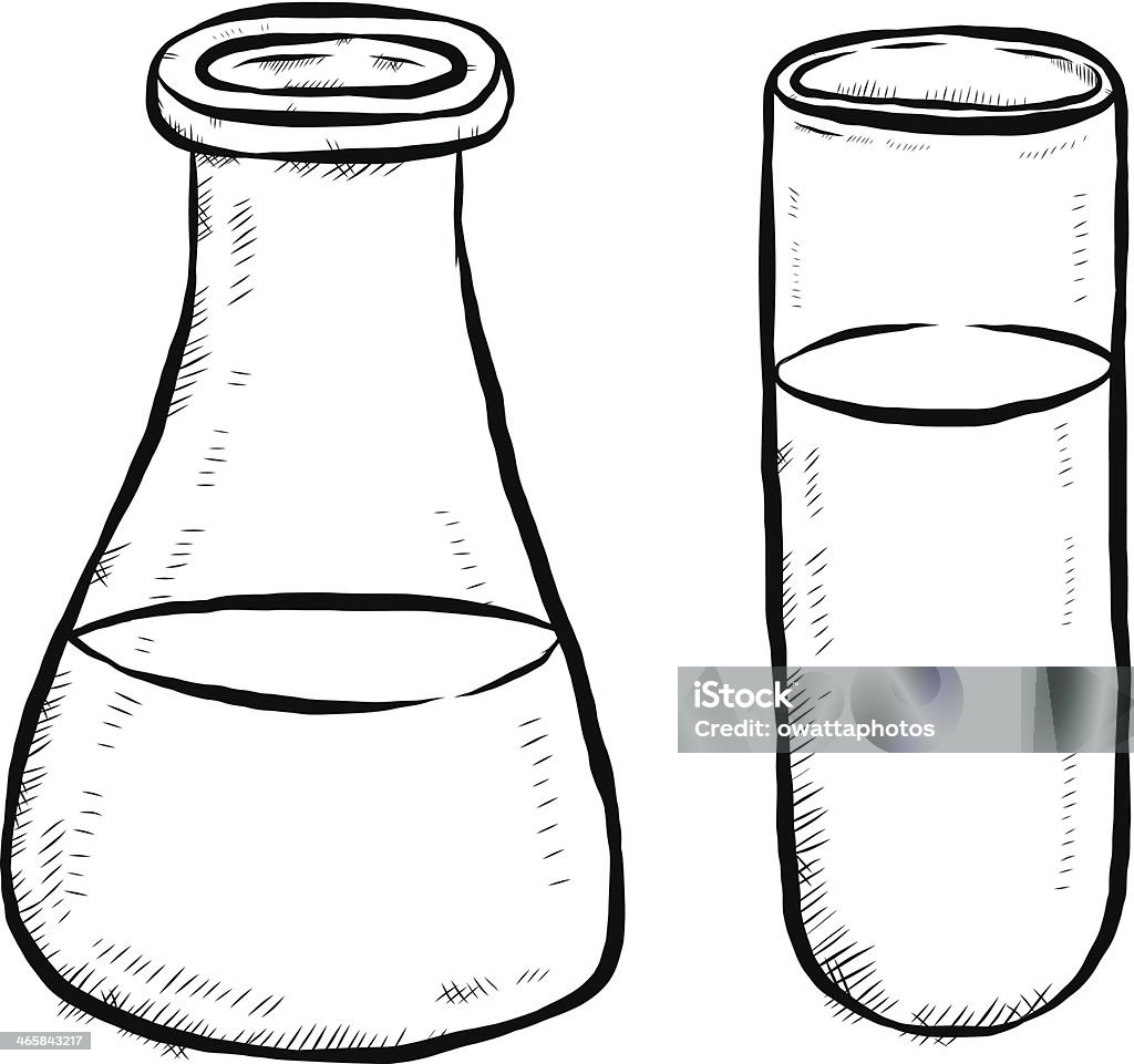 erlenmeyer フラスコ、テストチューブ - いたずら書きのロイヤリティフリーベクトルアート