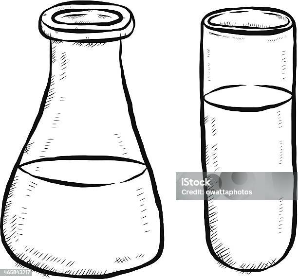 Vetores de Erlenmeyer Frasco E Proveta e mais imagens de Arte - Arte, Arte e Artesanato - Assunto, Artigos de Vidro de Laboratório