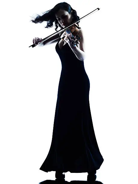 Photo of Violinist woman slihouette isolated