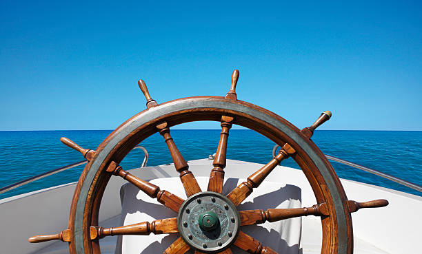 istock Boat helm on the sea 465845362