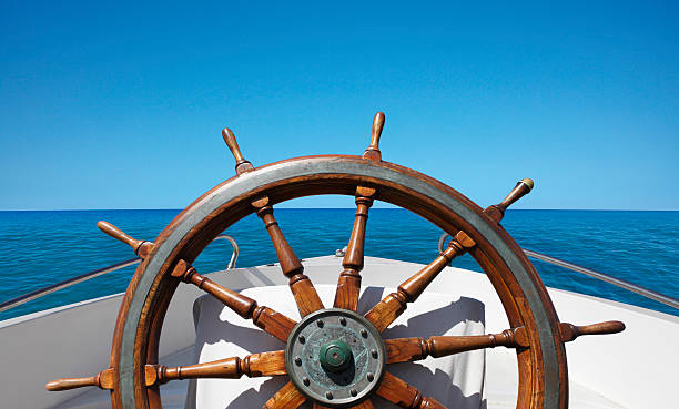 Boat helm on the sea Boat helm on the sea ships bow photos stock pictures, royalty-free photos & images