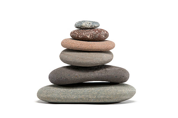 istock Colorful Stone Cairn Isolated on White 465846356