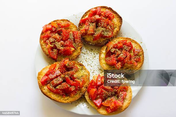 Italian Bruschetta With Tomato And Italian Bread Frise Stock Photo - Download Image Now