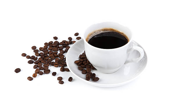 istock cup of black coffee with roasted coffe beans 2 465850845