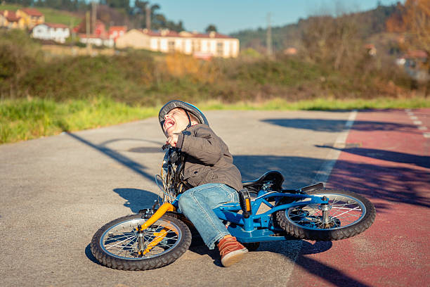 istock Boy crying and screaming after falling off to bicycle 465852224