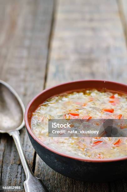 Chicken Soup With Rice And Peppers Stock Photo - Download Image Now - 2015, Appetizer, Autumn