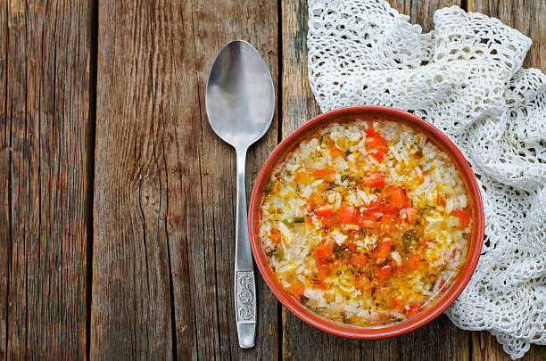 chicken soup with rice and peppers