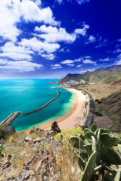 playa de las teresitas vista geral vertical - teresitas imagens e fotografias de stock