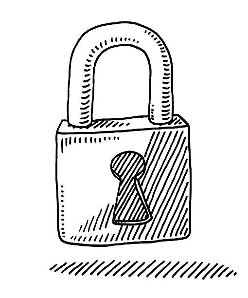 locked замок чертеж - lock padlock security equipment metallic stock illustrations