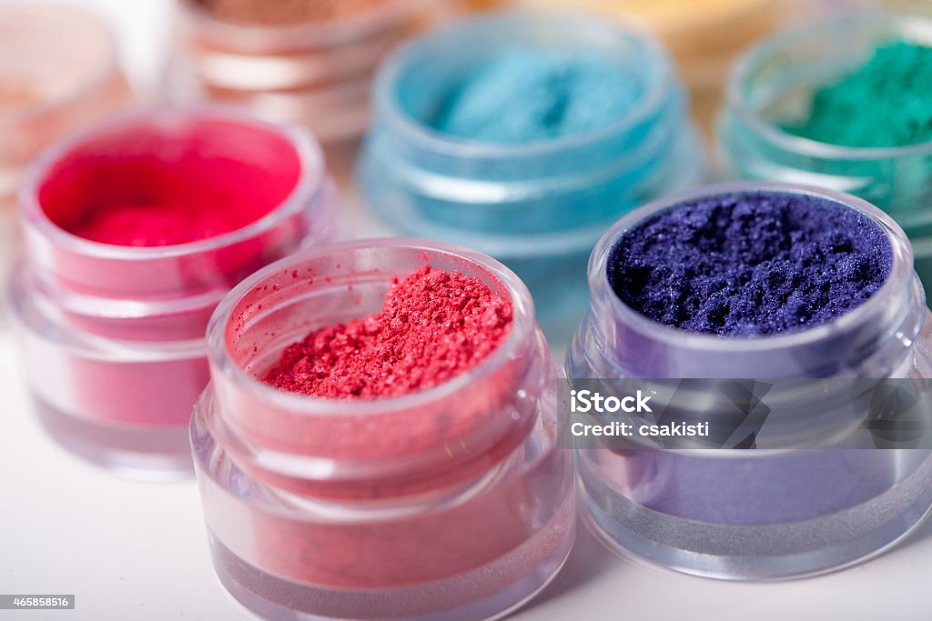 colorful mineral eyeshadows Set of colorful mineral eyeshadows 2015 Stock Photo