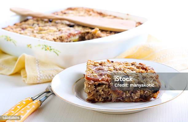 Fruity Baked Oatmeal Stock Photo - Download Image Now - 2015, Apple - Fruit, Baking