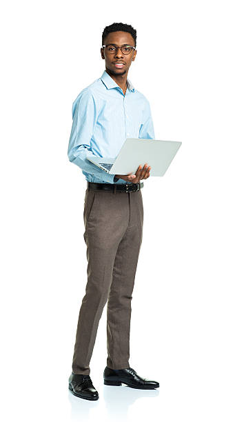 istock Smiling African-American student holding a laptop 465862356