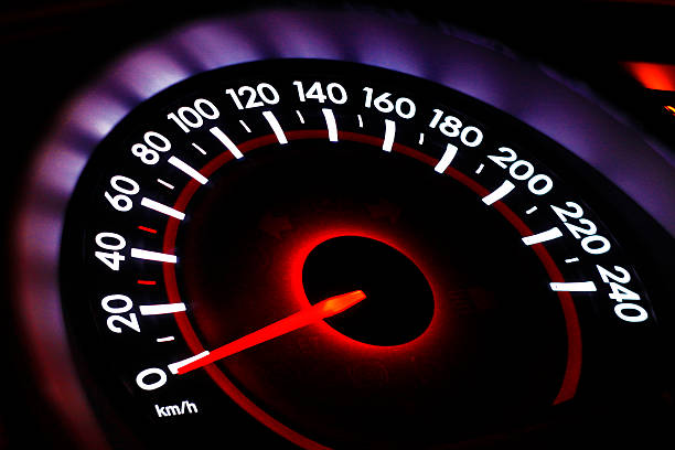 istock Speedometer in the dark lit from the back 465865578