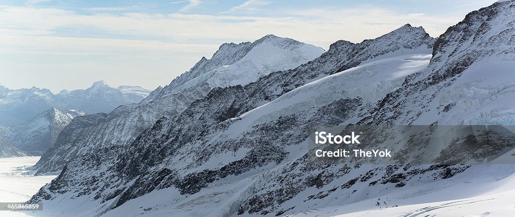 Alpine Alps mountain landscape at Jungfraujoch, Top of Europe Switzerland Aletsch Glacier Stock Photo