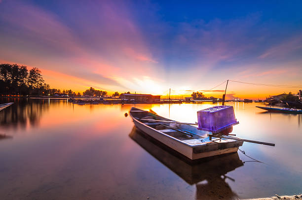 istock Sunrise with the single boats 465866054