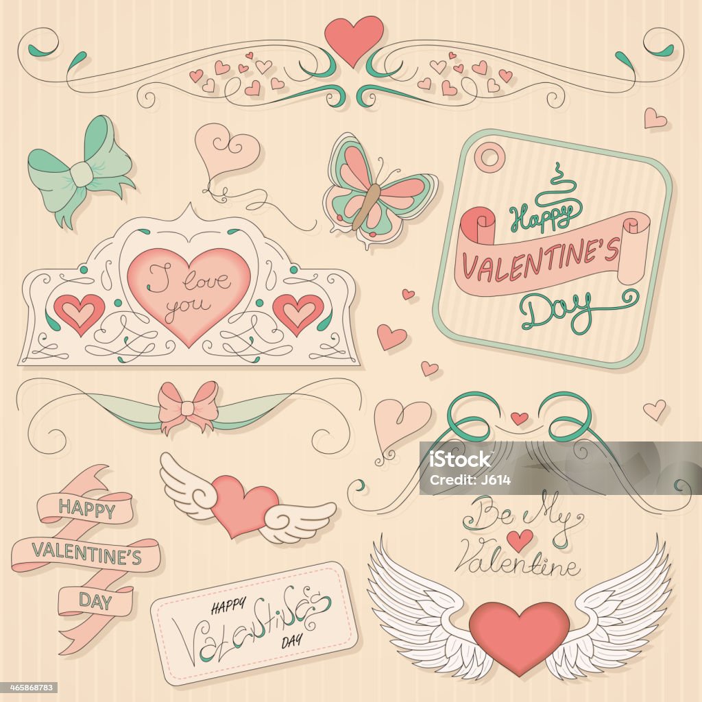 Valentine's day set A set of Valentine's day decorations and labels. EPS10 vector illustration, global colors, easy to modify. Animal Wing stock vector