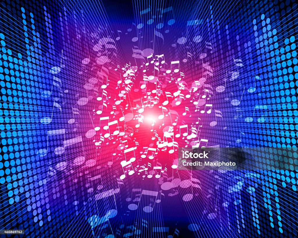 Sound Wave Exploding Club Music Explosion With Blue Equalizer Soundwave And Notes Stock ...