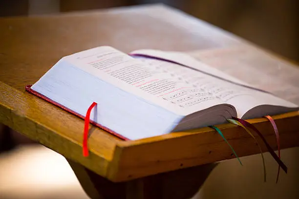 Bible on the church pulpit.
