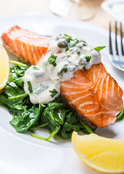 istock Salmon Steak with Cream Sauce 465877171