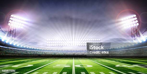 Light Of American Soccer Stadium Stock Photo - Download Image Now - Rugby - Sport, Crowd of People, Sports Field