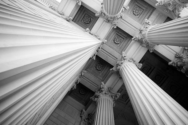Columns - National Archives Columns at the entrance to the National Archives in Washington, DC government building photos stock pictures, royalty-free photos & images