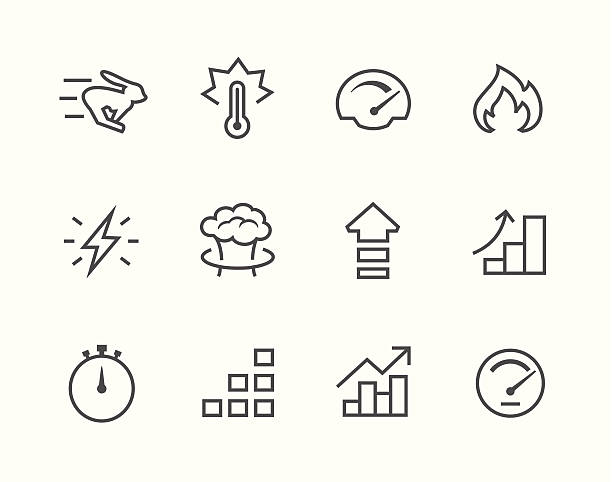 einfache icon-set in bezug auf leistung - blitzbeleuchtung grafiken stock-grafiken, -clipart, -cartoons und -symbole