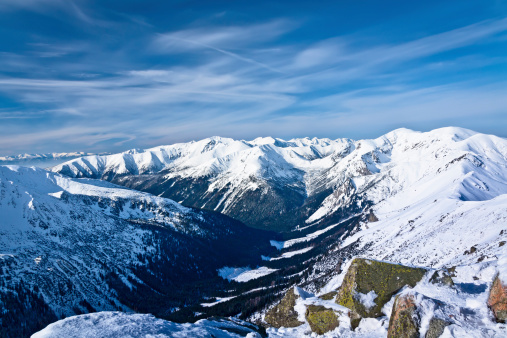 View of the Cicha valley from the Kasprowy peak, Western Tatra Mountains