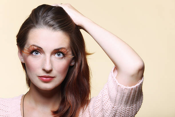 istock Autumn woman stylish creative make up false eye lashes 465880343